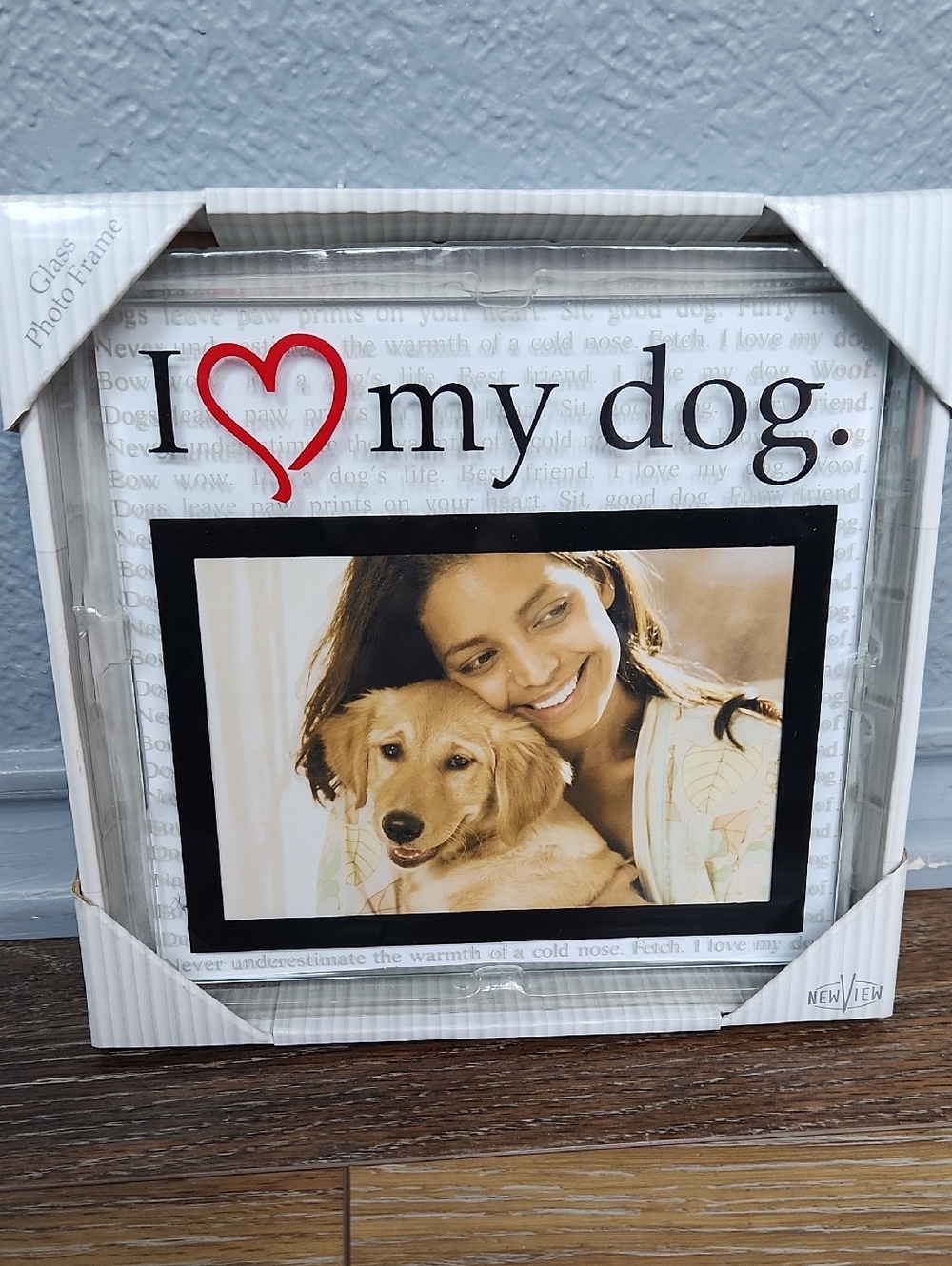 NWT Kohls New View I Heart Love My Dog Glass Picture Frame